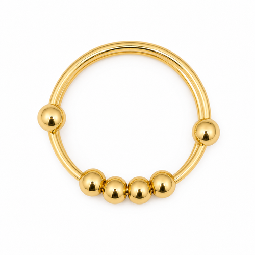 Gold-Plated Stainless Steel Adjustable Beaded Ring