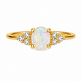 Oval Opal Ring with Cubic Zirconia Accents