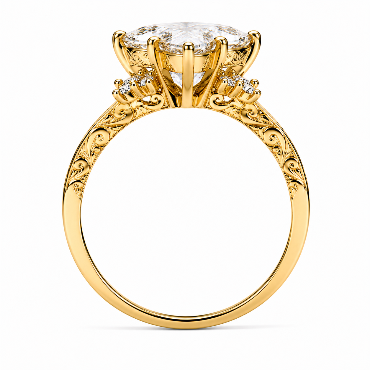 3 CT Marquise Cut Moissanite Ring 18K Yellow Gold