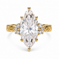 3 CT Marquise Cut Moissanite Ring 18K Yellow Gold