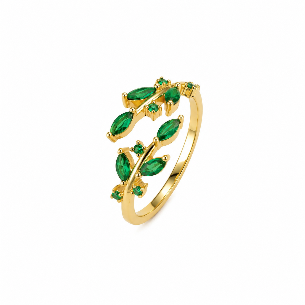 Green Gemstone Ring with Sterling Silver Band