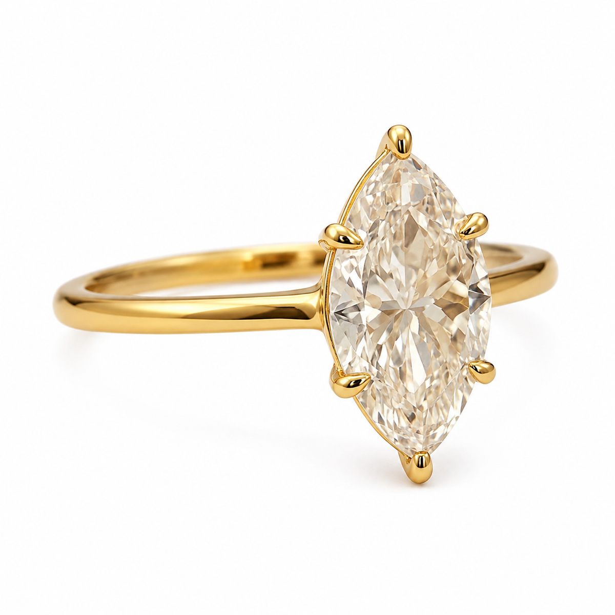 Marquise Cut Moissanite Ring 925 Sterling Silver