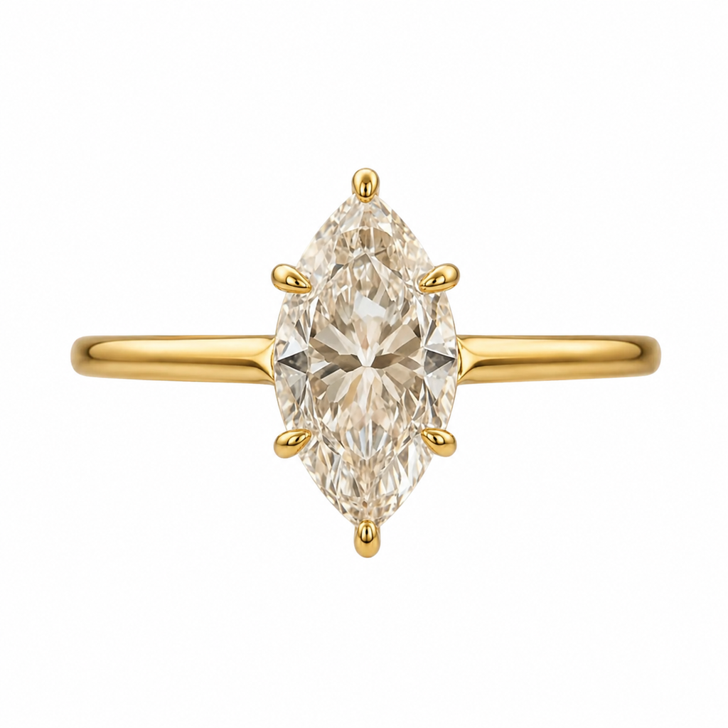 Marquise Cut Moissanite Ring 925 Sterling Silver