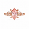 Marquise Pink Morganite Ring with Filigree Design