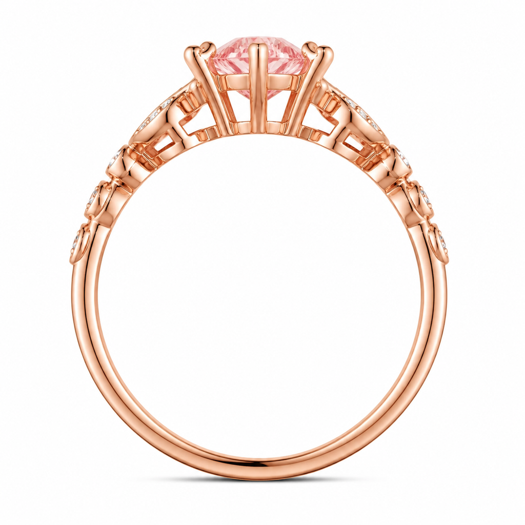 Marquise Pink Morganite Ring with Filigree Design